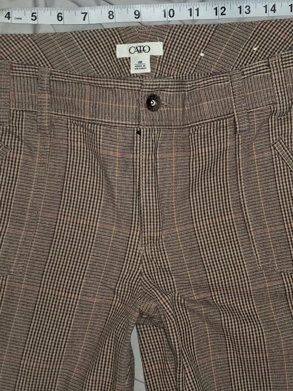 Cato Brown Glen Plaid Trousers with Subtle Tan Windowpane